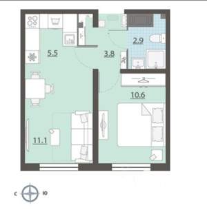 1-к квартира, на длительный срок, 34м2, 7/25 этаж