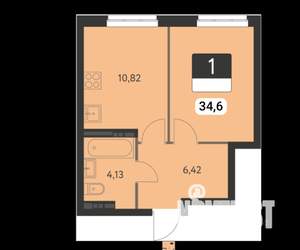 1-к квартира, на длительный срок, 35м2, 6/15 этаж