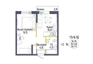 1-к квартира, на длительный срок, 34м2, 6/8 этаж