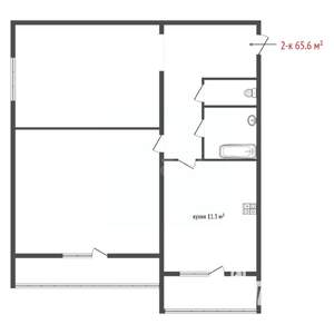 2-к квартира, на длительный срок, 66м2, 3/5 этаж