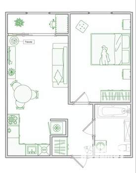 1-к квартира, на длительный срок, 38м2, 22/35 этаж