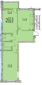 2-к квартира, на длительный срок, 59м2, 7/8 этаж