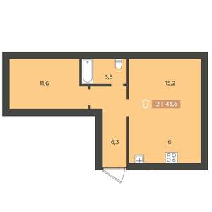 2-к квартира, на длительный срок, 43м2, 5/5 этаж