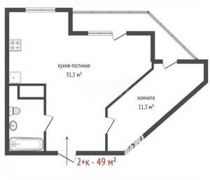 2-к квартира, на длительный срок, 48м2, 17/17 этаж