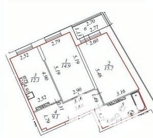 2-к квартира, на длительный срок, 58м2, 6/26 этаж
