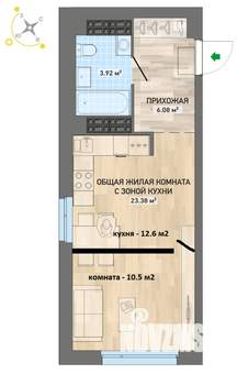 1-к квартира, на длительный срок, 33м2, 20/25 этаж