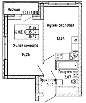 1-к квартира, на длительный срок, 35м2, 26/28 этаж