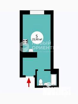 Студия квартира, на длительный срок, 26м2, 12/32 этаж