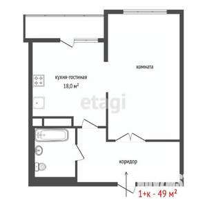 1-к квартира, на длительный срок, 49м2, 13/27 этаж