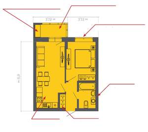 1-к квартира, на длительный срок, 40м2, 5/18 этаж