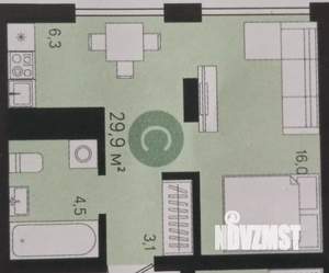 1-к квартира, посуточно, 30м2, 1/1 этаж