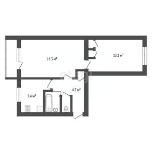 2-к квартира, на длительный срок, 45м2, 5/5 этаж