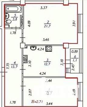 2-к квартира, на длительный срок, 68м2, 10/16 этаж