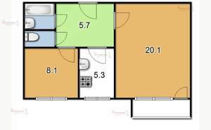 2-к квартира, на длительный срок, 43м2, 2/9 этаж