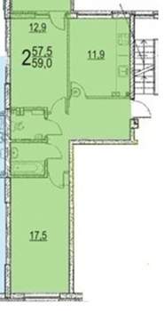 2-к квартира, на длительный срок, 59м2, 7/7 этаж