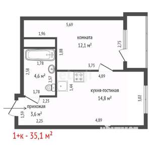 1-к квартира, на длительный срок, 35м2, 5/31 этаж