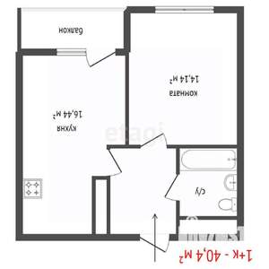 1-к квартира, на длительный срок, 40м2, 6/6 этаж