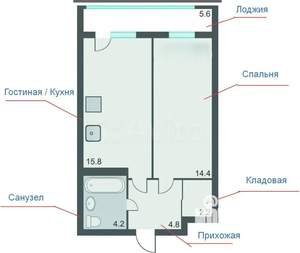 2-к квартира, посуточно, 46м2, 6/25 этаж
