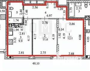 2-к квартира, на длительный срок, 45м2, 4/18 этаж