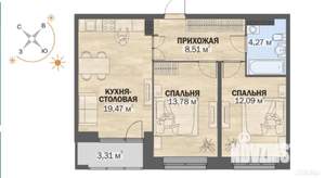 2-к квартира, на длительный срок, 61м2, 11/18 этаж