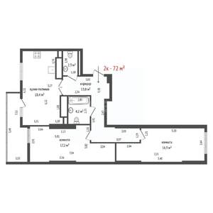 2-к квартира, на длительный срок, 72м2, 22/32 этаж