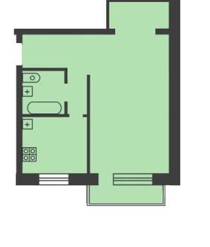 1-к квартира, на длительный срок, 33м2, 4/5 этаж