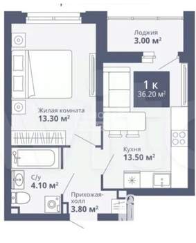 1-к квартира, на длительный срок, 36м2, 21/31 этаж