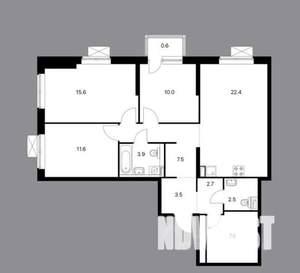 4-к квартира, на длительный срок, 80м2, 25/25 этаж