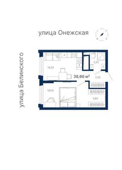 2-к квартира, на длительный срок, 39м2, 25/32 этаж