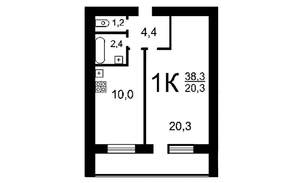 1-к квартира, на длительный срок, 37м2, 6/12 этаж