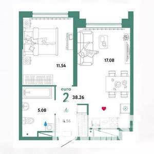 2-к квартира, на длительный срок, 38м2, 4/33 этаж