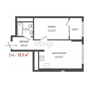 1-к квартира, на длительный срок, 39м2, 10/20 этаж