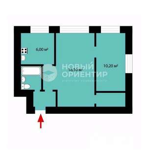 2-к квартира, на длительный срок, 42м2, 1/5 этаж