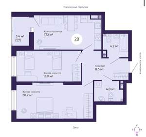 2-к квартира, на длительный срок, 71м2, 25/25 этаж