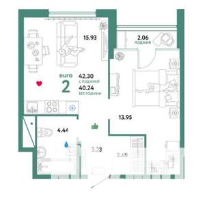 1-к квартира, на длительный срок, 40м2, 23/33 этаж