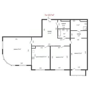 3-к квартира, на длительный срок, 123м2, 4/24 этаж