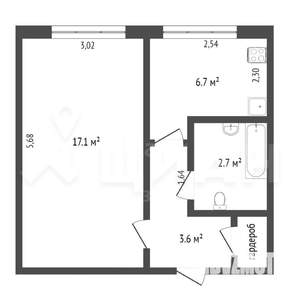 1-к квартира, на длительный срок, 31м2, 5/5 этаж