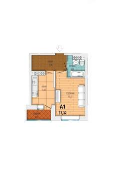 1-к квартира, на длительный срок, 36м2, 4/25 этаж