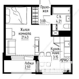 Студия квартира, на длительный срок, 33м2, 4/9 этаж