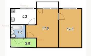 2-к квартира, на длительный срок, 42м2, 2/4 этаж