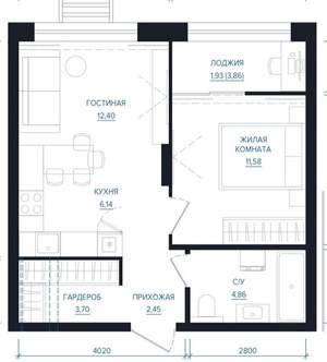 1-к квартира, на длительный срок, 42м2, 18/31 этаж