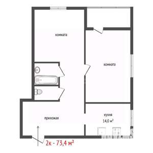 2-к квартира, на длительный срок, 73м2, 4/22 этаж