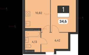 1-к квартира, на длительный срок, 34м2, 6/15 этаж
