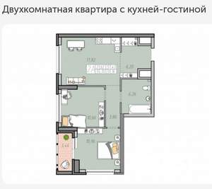 2-к квартира, на длительный срок, 57м2, 4/33 этаж