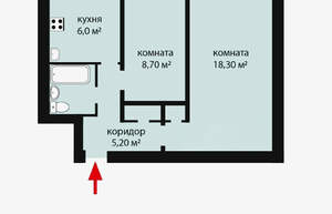 2-к квартира, вторичка, 43м2, 2/5 этаж