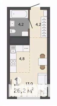 Студия квартира, вторичка, 26м2, 29/30 этаж