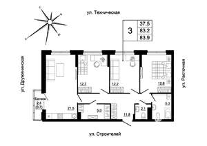 3-к квартира, вторичка, 82м2, 3/19 этаж
