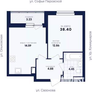 1-к квартира, вторичка, 38м2, 7/17 этаж