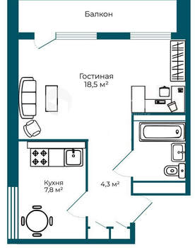 1-к квартира, вторичка, 35м2, 16/16 этаж