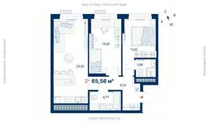 2-к квартира, вторичка, 66м2, 25/31 этаж